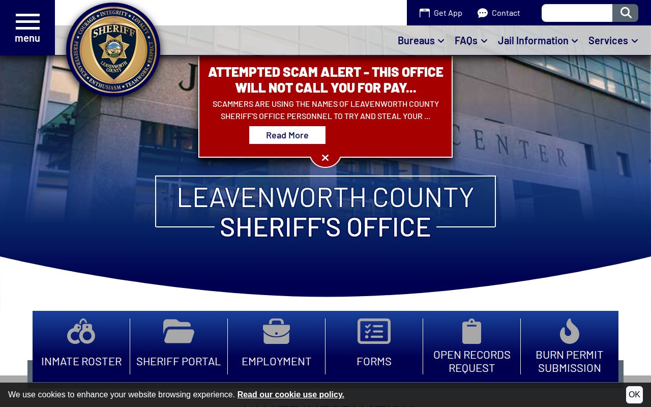 Leavenworth County latest booking and release record panels