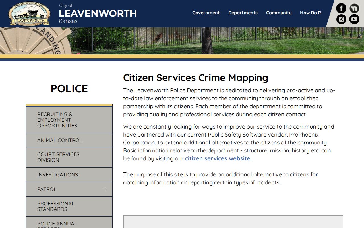 Leavenworth Police incident mapping records page